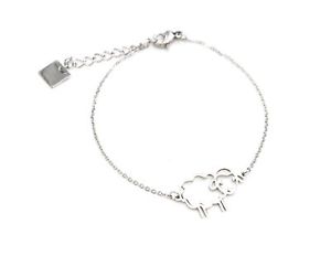 【送料無料】ブレスレット　アクセサリ—　シルバースチールチェーンブレスレットbc1807lfine chain bracelet with sheep charm silver steel contour 316l