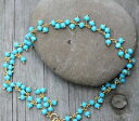 【送料無料】ブレスレット　アクセサリ—　ターコイズビーズブレスレットビーズturquoise bead bracelet anklet beaded chalcedony gemstone rondelle gold plated