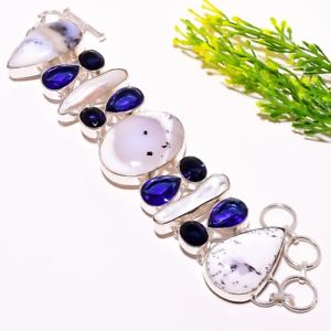 【送料無料】ブレスレット　アクセサリ—　オパールsapphitreブレスレット78sb778dendrite opal, blue sapphitre gemstone fashion jewelry bracelet 78 sb778