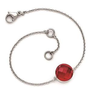 yzuXbg@ANZT?@XeXOX7 w1chisel stainless steel polished red glass bracelet 7 w 1 extension