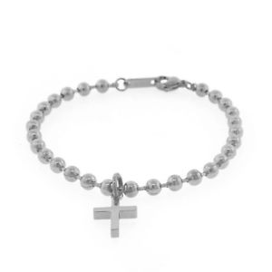 ブレスレット　アクセサリ—　ステンレススチールボールチェーンラテンクロスブレスレットedforce stainless steel silvertone ball chain latin religious cross bracelet