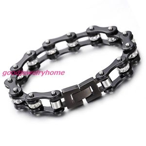 【送料無料】ブレスレット　アクセサリ—　ステンレストップczオートバイチェーンブラックブレスレット