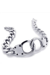 ブレスレット 【送料無料】ブレスレット　アクセサリ—　ステンレススチールジュエリーブレスレットシルバーjewelry bracelet for men, stainless steel handcuffs, silver o9f6