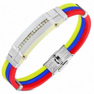 ̵ۥ֥쥹åȡꡡ֥쥹åȥ饤饤󥹥ȡ󥴥bracelet rubber yellow blue red with line rhinestone