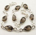 yzuXbg@ANZT?@uEX[L[NI[cJbguXbg925 pure silver brown smoky quartz cut stones bracelet 83 adjustable