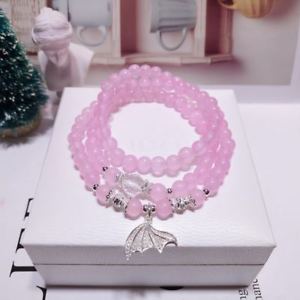 ブレスレット　アクセサリ—　ロマンチックローズピンクブレスレットシルバーアクセサリnoble romantic natural rosepink chalcedony bracelet s925 silver accessories