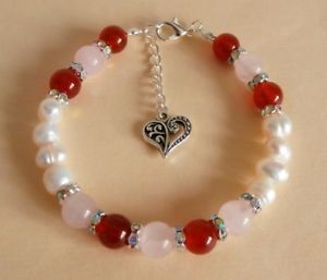 ブレスレット　アクセサリ—　クリスタルヒーリングバレンタインブレスレットバッグgemstone crystal healing love relationships valentines bracelet gift bag