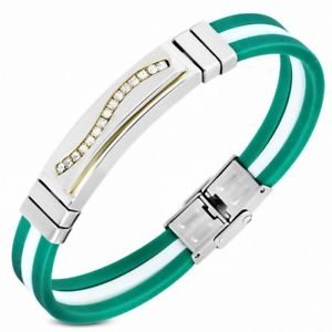 hokushin㤨̵֡ۥ֥쥹åȡ?饤饤󥹥ȡ֥쥹åȥbracelet rubber green and white with line rhinestone curvedפβǤʤ18,980ߤˤʤޤ