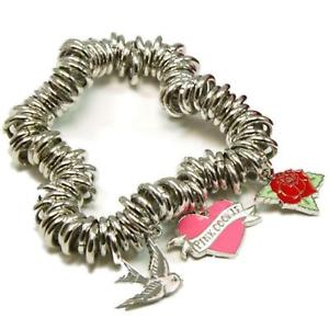 【送料無料】ブレスレット　アクセサリ—　ピンククッキーハートローズブレスレットpink cookie dove, heart and rose charm bracelet with purse