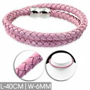 【送料無料】ブレスレット アクセサリ- ブレスレットピンク40cmx6mmbracelet leather pink braided double strand 40 cm x 6 mm