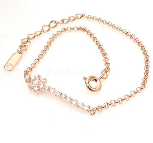 楽天hokushin【送料無料】ブレスレット　アクセサリ—　ローズゴールドメッキアジャスタブルブレスレットwomen girl rose gold plated cz cubiczirconia crystal adjustable bracelet 84cm