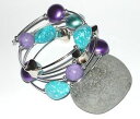 yzuXbg@ANZT?@^[RCYr[hbvJtuXbgturquoise amp; purple chunky bead wrap cuff bracelet