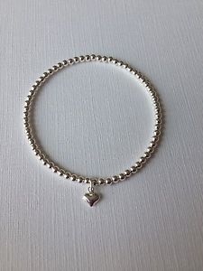 【送料無料】ブレスレット アクセサリ— スターリングシルバービーズブレスレットハートチャームハンドメイドストレッチteacher gift ster...