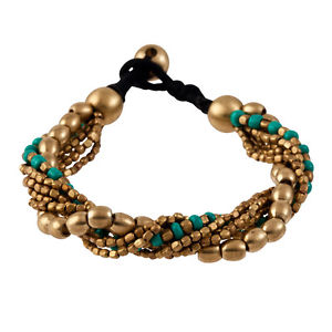 yzuXbg@ANZT?@S[hg[^[RCYr[YuXbg81stgeneration brass gold tone turquoise small mixed oval bead bracelet, 20cm