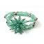 ̵ۥ֥쥹åȡꡡӡ꡼եȥץ륹ȥɥ֥쥹åtoc silvertone amp; acrylic beads green flower triple strand bracelet