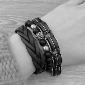 【送料無料】ブレスレット アクセサリ— ステンレススチールゴムブレスレットシルバー high quality stainless steel rub...