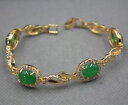 【送料無料】ブレスレット アクセサリ- ヒータービーズリンクブレスレット charm 12mm green heating jade oval bead with aolly link bracelet 185cm l