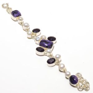 【送料無料】ブレスレット　アクセサリ—　アメジストパールブレスレット listing arriwal charoite,amethyst amp; pearl gemstone handmade jewelry bracelet 78