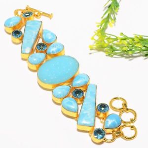 yzuXbg@ANZT?@`^t@bVWG[uXbgtitanium druzy, larimar gold plated fashion jewelry bracelet 78 sb1236