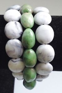 yzuXbg@ANZT?@t@V[uXbgfancy bracelet 3 rows of pearls colour blue and green marbled 3752