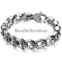 【送料無料】ブレスレット アクセサリ- バイカーゴシックスカルステンレススチールブレスレットビンテージbiker men gothic skull stainless steel bracelet vintage old metal finishing 87