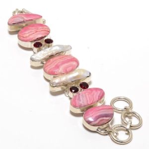 【送料無料】ブレスレット　アクセサリ—　パールガーネットブレスレットrhodochrosite,biwa pearl amp; garnet gemstone handmade jewelry bracelet 78