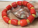 ブレスレット　アクセサリ—　100オレンジスポンジブレスレット75100 natural orange sponge coral round gemstone beads stretchy bracelet 75