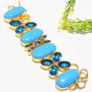 ブレスレット　アクセサリ—　サンタローザターコイズファッションジュエリーブレスレットsanta rosa turquoise golden fashion jewelry bracelet 78 sb1233