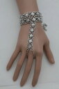 yzuXbg@ANZT?@AeB[NVo[^nh`F[t@bVuXbgX[uOwomen antique silver metal hand chain fashion bracelet slave flowers ring floral