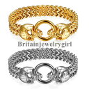 【送料無料】ブレスレット アクセサリ— ステンレスフィガロチェーンブレスレットheavy skull skeleton head stainless steel figaro chain biker bracelet for men(4)