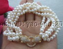 【送料無料】ブレスレット アクセサリ- ホワイトパールブレスレットクラスプs040615 6strds white pearl bracelet cz clasp