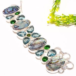 【送料無料】ブレスレット アクセサリ— アワビシェルアパタイトブレスレットabalone shell apatite gemstone fashion jewelry bracelet 78 sb1218