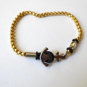 yzuXbg@ANZT?@uXbgS[fX`[AJ[bracelet man golden and shiny steel with anchor 846 in 21,5 cm 69 aa
