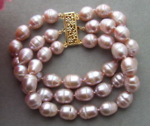 【送料無料】ブレスレット　アクセサリ—　パールブレスレットke101214 8 3strands purple rice pearl bracelet