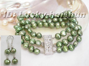 【送料無料】ブレスレット　アクセサリ—　バロックグリーンパールブレスレットイヤリングgenuine baroq..