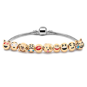 ̵ۥ֥쥹åȡꡡ֥쥹åȥС󥤥ɥåӡemoji charm bracelet version 2 18k yellow gold plated beads 10 charms