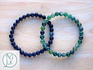 【送料無料】ブレスレット　アクセサリ—　カップルシマメノウブレスレットゴム78couple moss agatefrost onyx natural gemstone bracelet beaded 78 elasticated