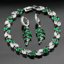 【送料無料】ブレスレット アクセサリ— グリーンエメラルドトパーズスターリングセットイアリングブレスレットgreen emerald topaz sterling silver sets drop earrings bracelet(4)