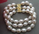 ブレスレット　アクセサリ—　ストランドホワイトライスパールブレスレットke101213 3strands natural 12mm white rice pearl bracelet