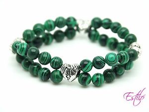 ブレスレット　アクセサリ—　ハンドメイドバレンタインブレスレットマラカイトhandmade gemstone bracelet malachite stone 2 in 1 valentines gift