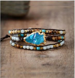 【送料無料】ブレスレット　アクセサリ—　ラップブレスレットクオーツブレスレットwrap bracelets natural stones arrowhead quartz charm 3 times friendship bracelet