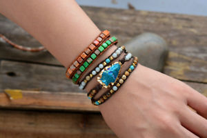 【送料無料】ブレスレット　アクセサリ—　ラップブレスレットクオーツブレスレットwrap bracelets natural stones arrowhead quartz charm 3 times friendship bracelet