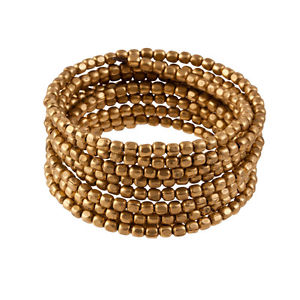 ブレスレット　アクセサリ—　ゴールドトーンビーズフレキシブルコイルカフブレスレット81stgeneration brass gold tone small bead adjustable flexi coil cuff bracelet