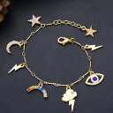 yzuXbg@ANZT?@IzXAY[NX^pulsera dorado charms colgantes estrella luna foudre ojos azul fino cristal