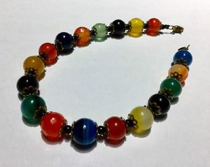 【送料無料】ブレスレット　アクセサリ—　スコットランドブレスレットマルチカラーrainbow scottish agate bracelet multi coloured harlequin semi precious gemstone