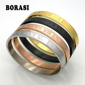 【送料無料】ブレスレット アクセサリ— ステンレススチールローズゴールドカラーブレスレットローマmen and women stainless steel rose gold color couples bracelet carving roman num