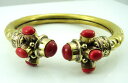 【送料無料】ブレスレット　アクセサリ—　チベットエスニックビンテージネパールブレスレット925 tibetan solid brass red coral gemstone ethnic vintage nepali bracelet 1724