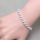 【送料無料】ブレスレット アクセサリ— ホワイトプラチナジルコンブレスレットwedding bridal white platinum plating clear crystal zircon leaf bracelet(4)