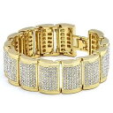 【送料無料】ブレスレット アクセサリ— ドームリンクczホップブレスレット9mens gold plated dome link iced out clear cz stones hip hop bracelet 9 inches(4)