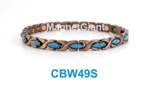 【送料無料】ブレスレット　アクセサリ—　トルコキスリンクパワーcbw49sturquoise hugs and kiss women copper link high power magnetic bracelet cbw49s
